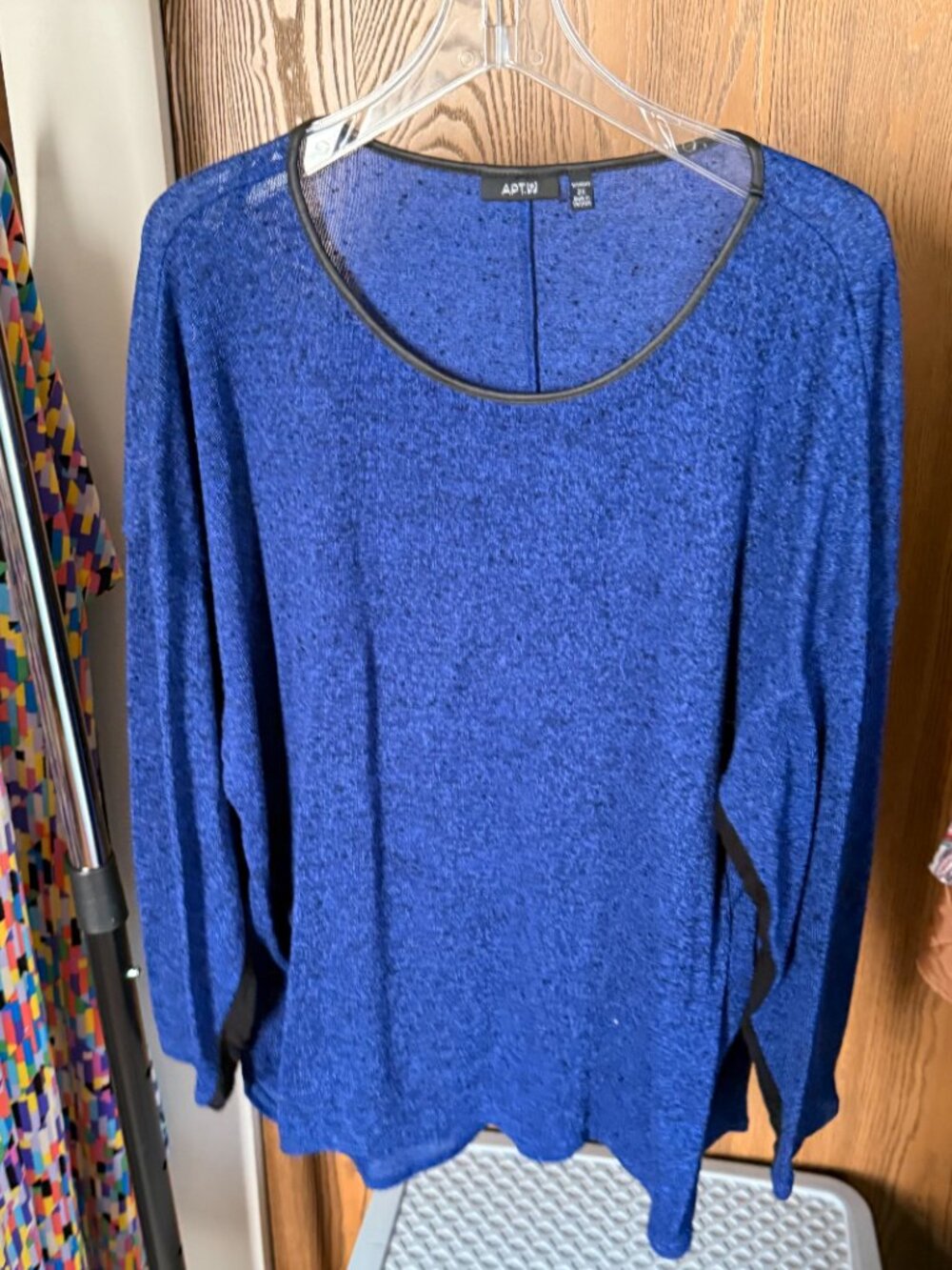 Apt 9 2X Royal Blue Black Trim Long Sleeve Knit Top